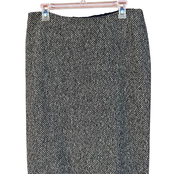 Lauren Ralph Lauren Tweed Pencil Skirt Wool Blend Black Cafe Career Size 10 Prep - Picture 2 of 6